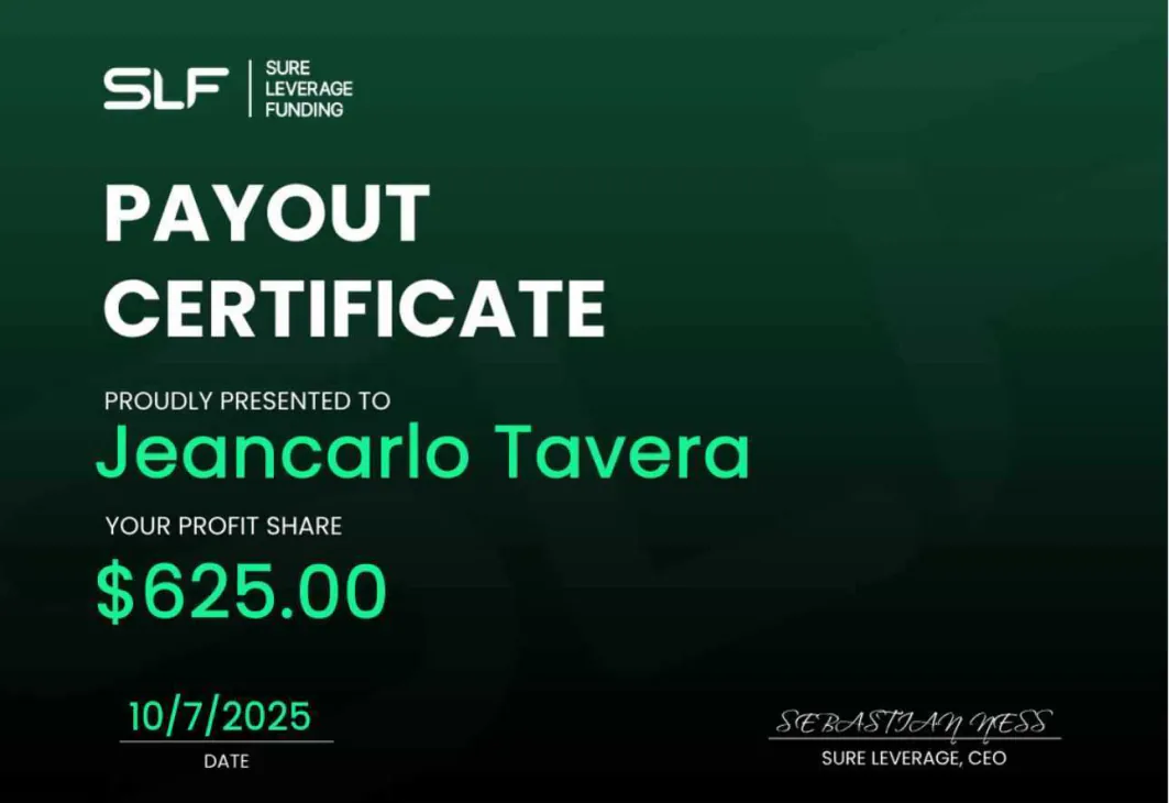Payout certificate por $625.00
