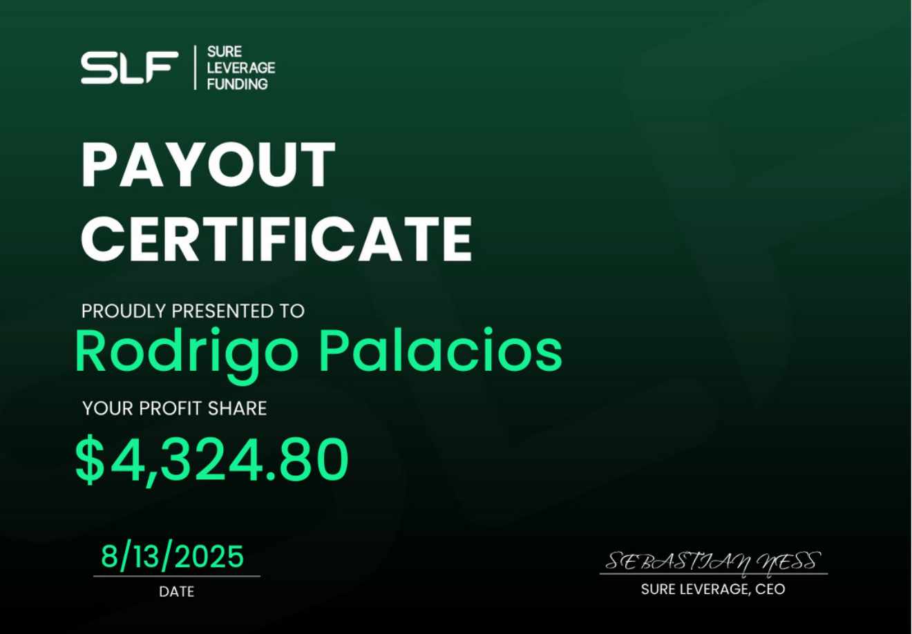 Payout certificate de Rodrigo Palacios por $4,324.80