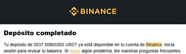 Depósito completado